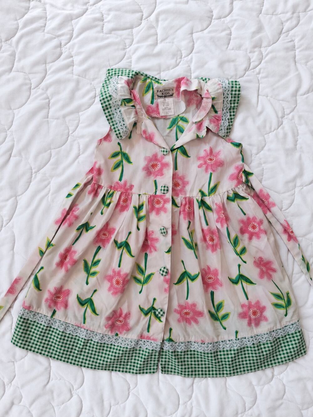 Vintage 90s Rachel’s Kids Girls 6 Floral Gingham Cottagecore Dress
